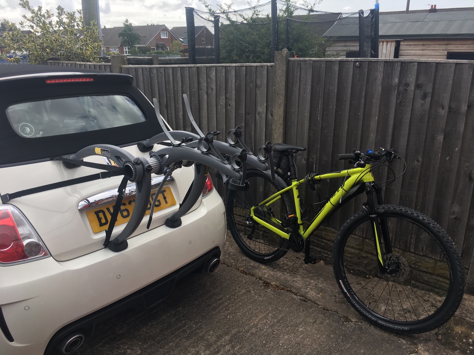 Abarth 500c and a cycle rack Abarth 500 The FIAT Forum